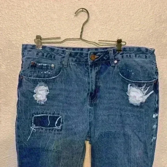 Cotton on The boyfriend patch jeans sz 10 dark wash casual comfy high waisted - Picture 2 of 11